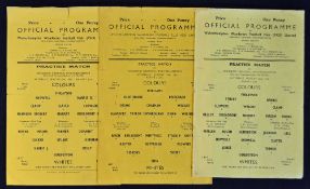 Wolverhampton Wanderers public trial match programmes for 1952, 1958 and 1960. Fair-Good. (3)