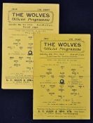 1944/1945 Wolverhampton Wanderers v Port Vale match programmes for 9 December 1944 and 10 February
