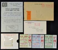 1966 World Cup official letter from Aston Villa confirming the issue of match tickets for the