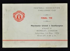 1976 FA Cup Final official Manchester United Travelling Party Itinerary dated 1st May 1976, David