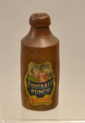 Rugby Ceramic Bottle: Vic Denby Pottery Patent glazed earthenware bottle with coloured label