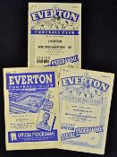 Everton Reserves v Wolverhampton Wanderers Reserves match programmes 1948/1949, 1949/1950, 1950/1951