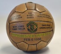 Manchester United FC 'The Busby Babes' Printed Leather Football a brown leather with laced valve