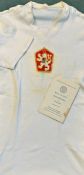 1961 Czechoslovakia match worn international V neck shirt exchanged by David Herd with the player