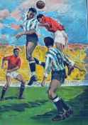 1963 Ortega Valencia Football Print - framed measures 96x128cm approx