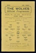 1944/1945 Wolverhampton Wanderers v Birmingham City War League match programmes for home (11