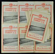 1961/1962 Final league season of the original club Accrington Stanley home match programmes to