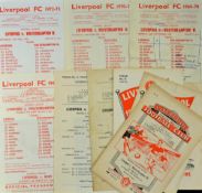 Liverpool Reserve match programmes v Wolverhampton Wanderers Reserves from 1957 to 1973. Condition