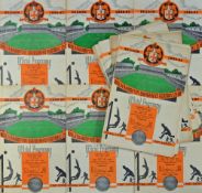 1956/1957 Wolverhampton Wanderers complete league season of home match programmes plus FA Cup v