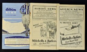 Wolverhampton Wanderers away reserve match programmes v West Bromwich Albion 1951/1952, 1952/1953,