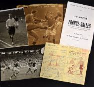 1949 France v Wales signed dinner menu, photographs and newspaper reports: all the personal