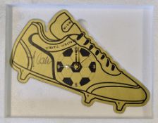 Signed Cliff Jones Photograph and football Boot Wall Clock Tottenham Hotspur and Wales winger signed