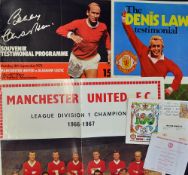 Manchester United mixed lot to include 1972 Bobby Charlton testimonial programme, 1973 Denis Law