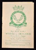 1949 Wales v Ireland Air Training Corps Rugby International Programme: played at Bridgend. Unusual