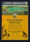 1960/1961 Wolverhampton Wanderers v Leicester City match programme autographed by the Leicester team