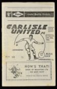 1961/1962 Final league season scarce away Carlisle United v Accrington Stanley match programme dated