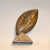 1972 Llanelli v New Zealand All Blacks Rugby Club brass commemorative trophy - produced by Rees