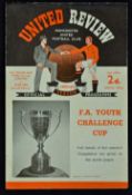 1953/1954 FA Youth Cup Final Manchester United Youth v Wolverhampton Wanderers Youth match programme