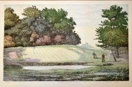 Pair of golf course coloured lithograph prints - signed ltd editions one titled 