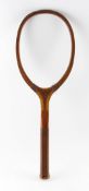 Slazenger 'The Stadium' Tennis Racket c.1930 with ridge handle and leather butt cap, makers to the