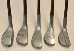 5x various examples of alloy mallet head putters - Cassidy Vee, 4x Mills to incl L (Longnose) Model,
