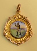 1929 Mapperley Golf Club 9ct gold and enamel winners golf medal - engraved on the reverse 