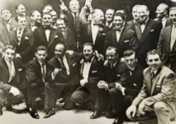 Boxing Print a black and white print depict various boxers in suits, framed measures 56x43cm