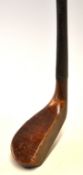 R Forgan St Andrews stained persimmon scare neck longnose putter - fitted with period leather grip