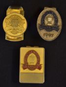3x US PGA Golf Championship brass and enamel money clips -1997 Winged Foot (Davis Love), 1998