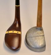 An early Tom Morris coated steel shaft stained persimmon mallet head putter stamped Tom Morris Super