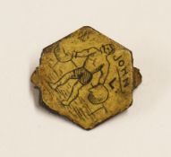 Boxing - John L. Sullivan Cigar Band a small metal hexagon shaped band with two teeth either side,