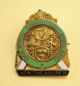 Scarce Honorary Treasurer of the Golfing Union of Ireland 9ct gold and enamel officials pin