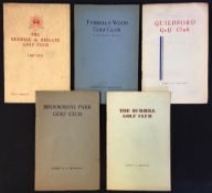 5x Surrey golf club hand books from the late 1930's onwards to incl 4x by H.K Browning for The