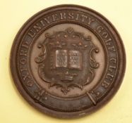 1906 Oxford University Golf Club Bronze medal - engraved on the reverse 