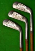 3x Tom Stewart unusual heavy mussel back wide sole shallow profile irons - Nos. 2,5 & approaching