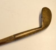 Original Sunday golf club walking stick - brass smf rut niblick handle, hickory shaft c/w brass