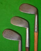 3x assorted rut niblicks - Willie Park stamped with Winton Diamond cleek mark, Hawkins NeverRust