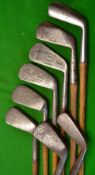 8x assorted golf irons - J H Taylor Autograph m/niblick, A Gow Cambridge round back Sammy, a large