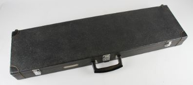 Modern Gun Case - with textile inners over wooden compartments, with central handle and 3 box lock