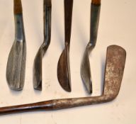 5x varied alloy, metal and flanged putters - Winton curved top dropped toe wide flange blade putter,