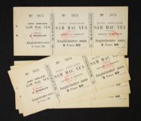 1909 Sam McVea v Bill Harris Boxing Match Tickets in Marseille promoted by D. Manselon, with holes