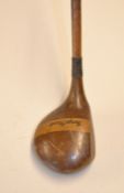 George Nicoll Leven large powerful brassie with striped topped persimmon head with clear makers mark