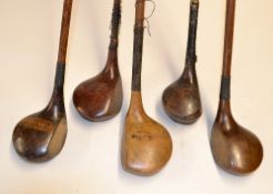 5x assorted woods to incl 3x fairway woods R Fernie bulldog baffie, Jack white Autograph spoon and a