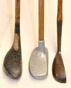 3x interesting various mallet head putters - Brown Vardon metal mallet drop toe oval hosel putter,