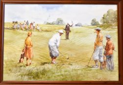 Douglas E West (after) 2x colour golfing prints one titled 