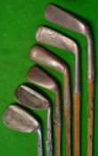 6x various golfing irons and putters - incl 2x Maxwell niblick with an oversized Gibson model, heavy