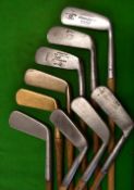 9x assorted brass and metal blade putters - incl 2x brass by Anderson Anstruther brass smf, and
