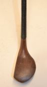 Wm Park left hand dark stained brassie - full wrap over brass sole plate and 3x circular lead