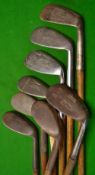 8x mashie niblicks - Trueline mussel back, Tom Stewart, Spalding Hammer brand, A G Wood Royal Jersey