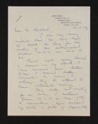 Cricket Hand Written Letter from Len Hutton containing apology for delay in sending signed pictures,